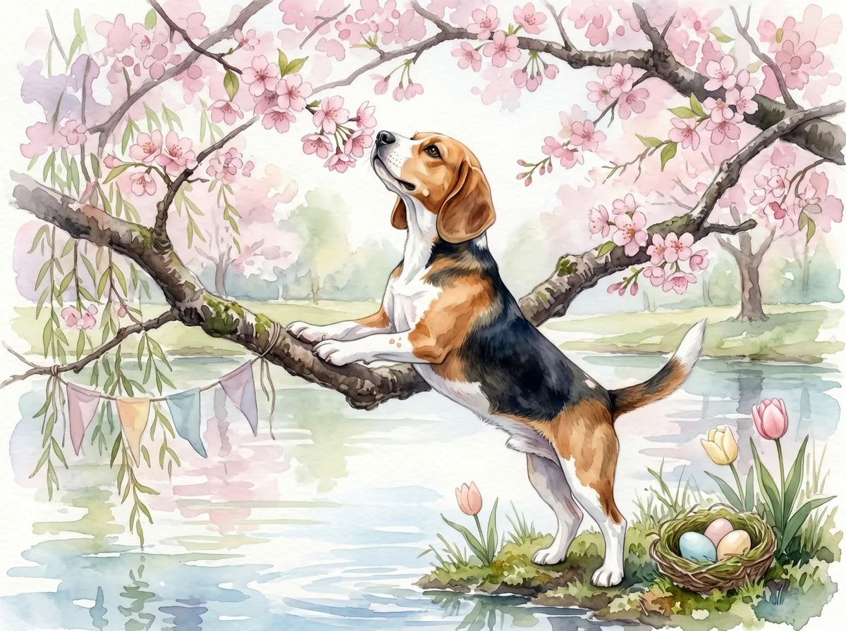 Beagle watercolor calendar month 4